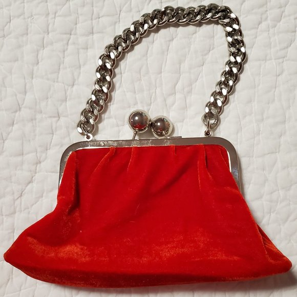 Anthropologie Red Velvet Kiss-lock purse by Lapis - Picture 2 of 4